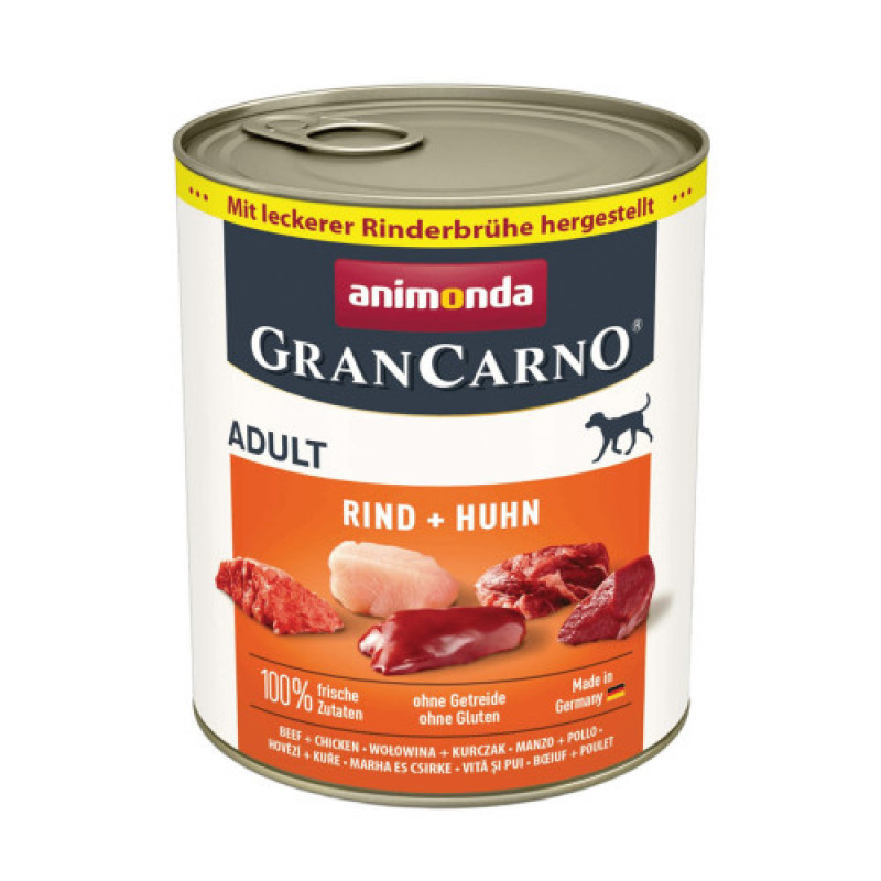 Корм вологий GranCarno Adult Beef Chicken для дорослих собак з яловичиною і куркою 800 г