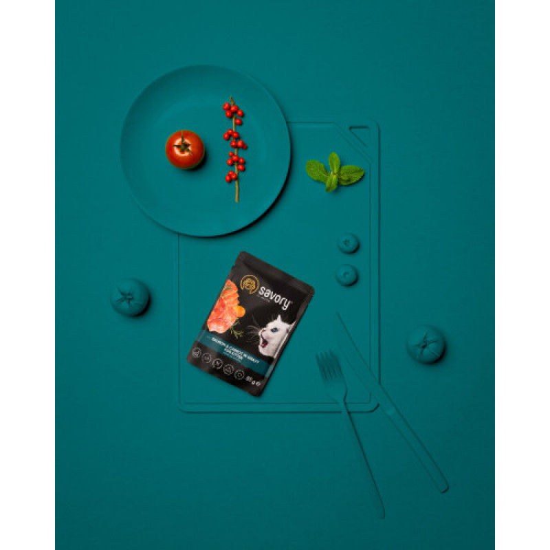 Корм вологий Savory Kitten Pouch Salmon and Carrot in Gravy для кошенят з лососем та морквою у соусі 85 г