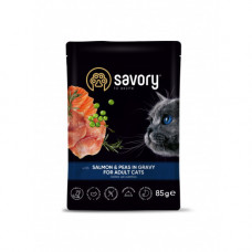 Корм вологий Savory Adult Cat Pouch Salmon and Peas in Gravy для дорослих котів з лососем та горошком у соусі 85 г