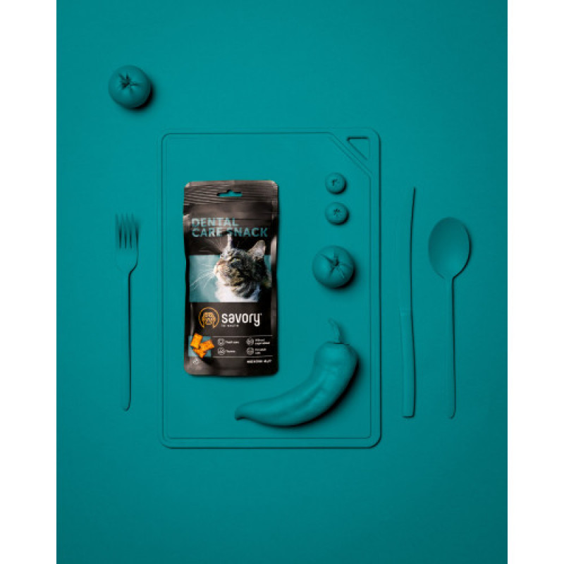 Хрумкі ласощі Savory Cats Snacks Pillows Dental Care для дорослих котів подушечки для здоров я зубів 60 г