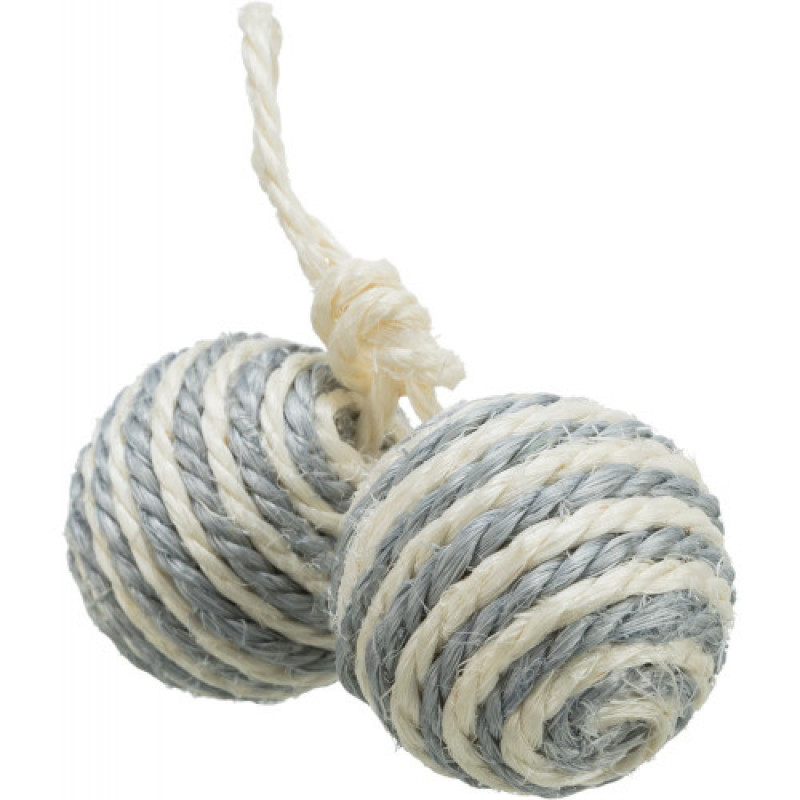 Іграшка Trixie для котів М_ячі з брязкальцем на мотузці сизаль 4,5 см