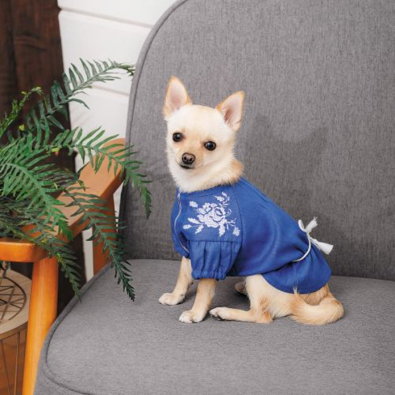 Вишиванка Pet Fashion «Sofia» для дівчаток, розмір S, синя
