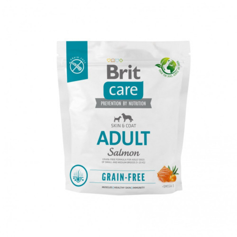 Корм сухий Brit Care Dog Grain-free Adult для дорослих собак малих і середніх порід беззерновий з лососем 1 кг
