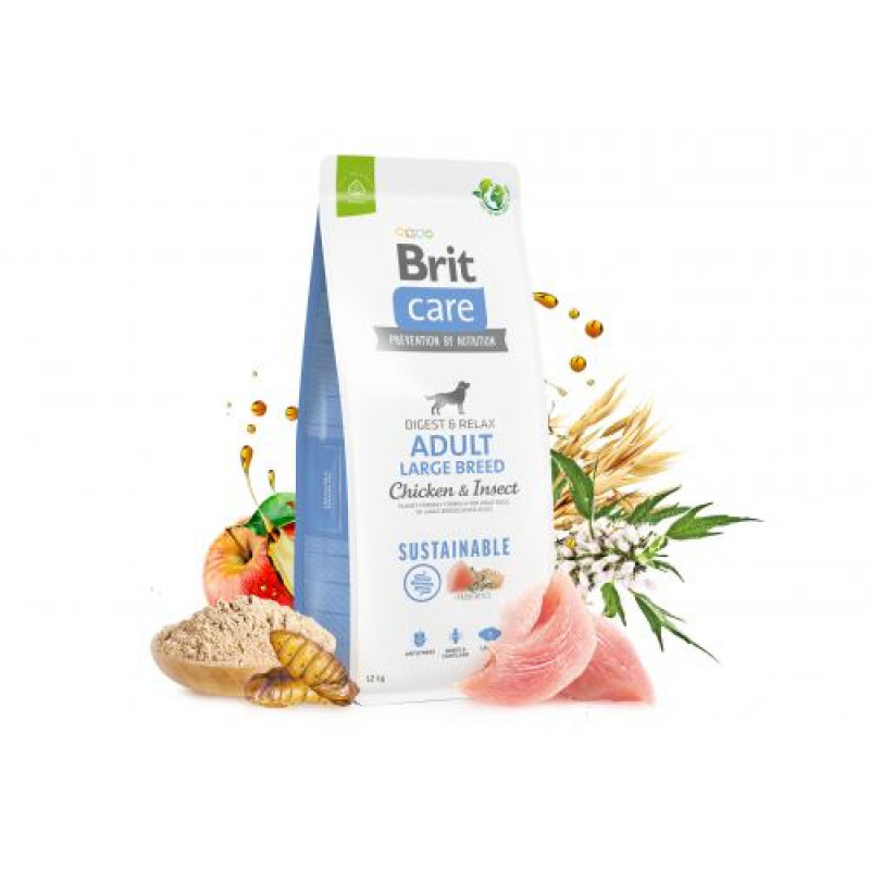Сухий корм Brit Care Dog Sustainable Adult Large Breed для собак великих порід, з куркою та комахами, 1 кг