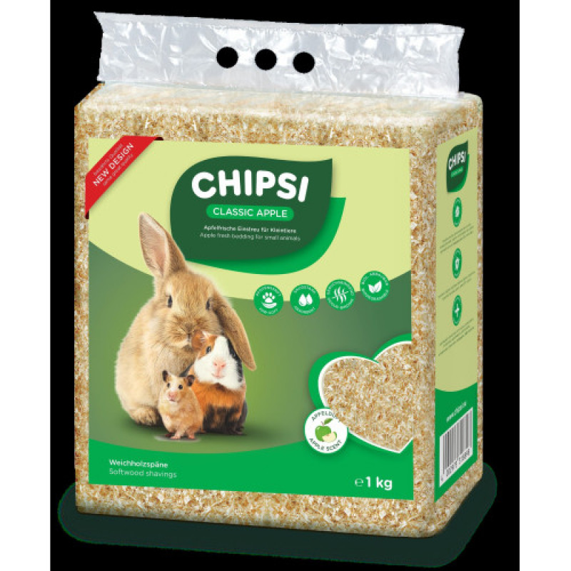 Наповнювач-тирса Chipsi Зелене яблуко для гризунів, 15 л/1 кг