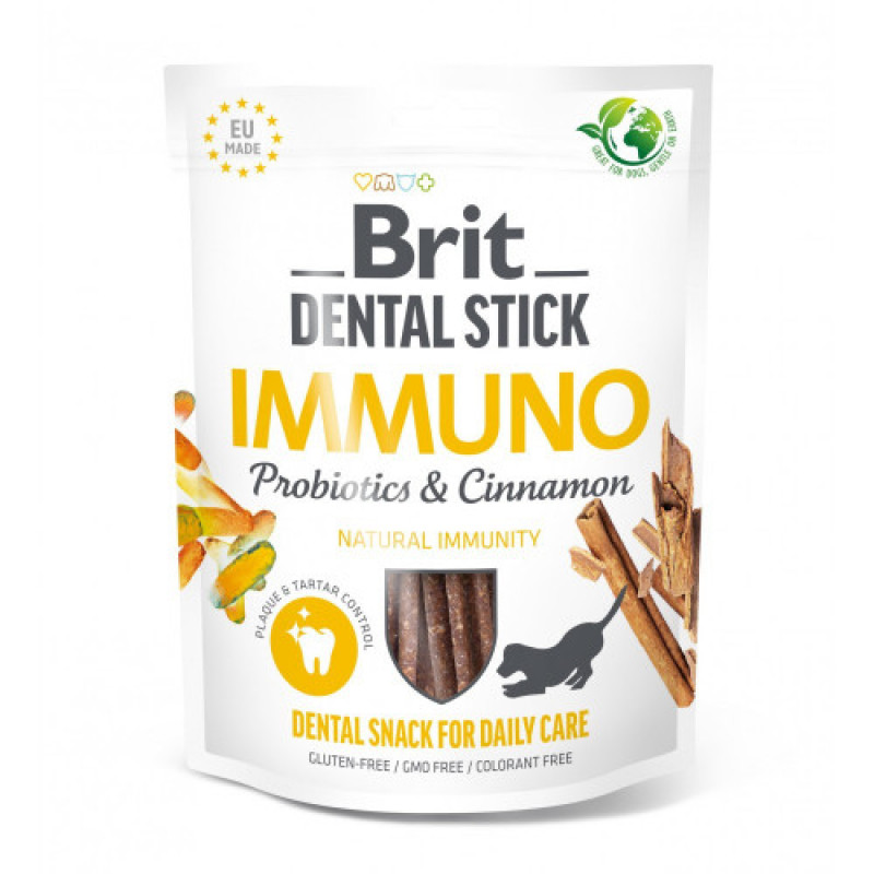 Ласощі Brit Dental Stick Immuno для дорослих собак з пробіотиками та корицею для міцного імунітету 7 шт 251 г