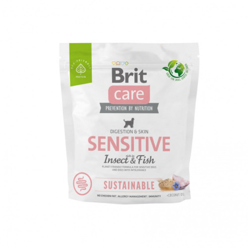 Корм сухий Brit Care Dog Sustainable Sensitive для собак з чутливим травленням з рибою та комахами 1 кг