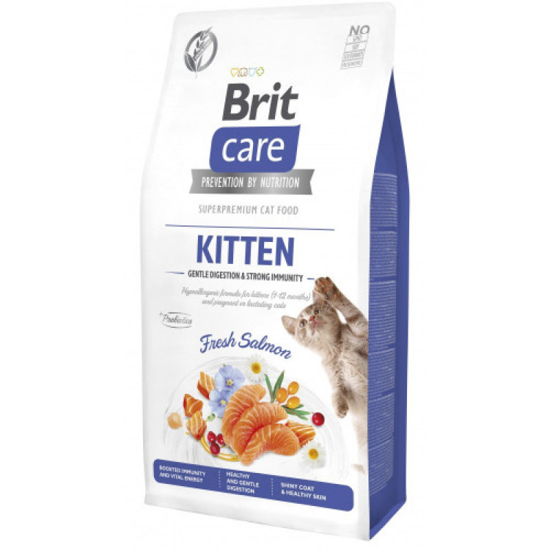 Корм сухий Brit Care Cat Grain Free Kitten Gentle Digestion Strong Immunity для кошенят для міцного імунітету з лососем 7 кг