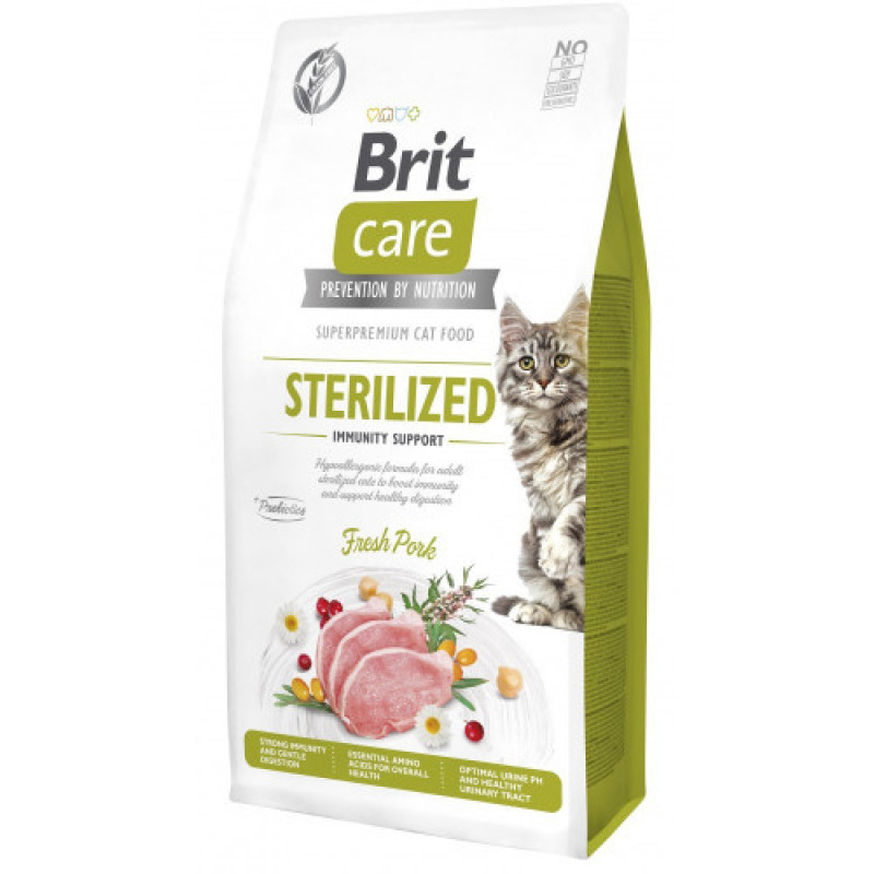 Корм сухий Brit Care Cat Grain Free Sterilized Immunity Support для стерилізованих котів для підтримки імунітету зі свининою 7 кг