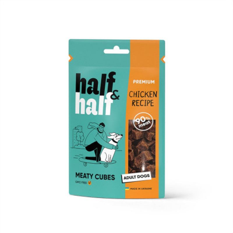 Ласощі HalfHalf м ясні кубики для собак, із куркою 100 г