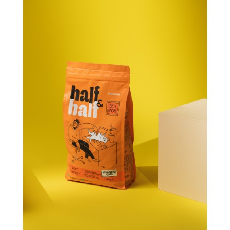Сухий корм Half&Half для стерилізованих котів, з яловичиною, 2 кг
