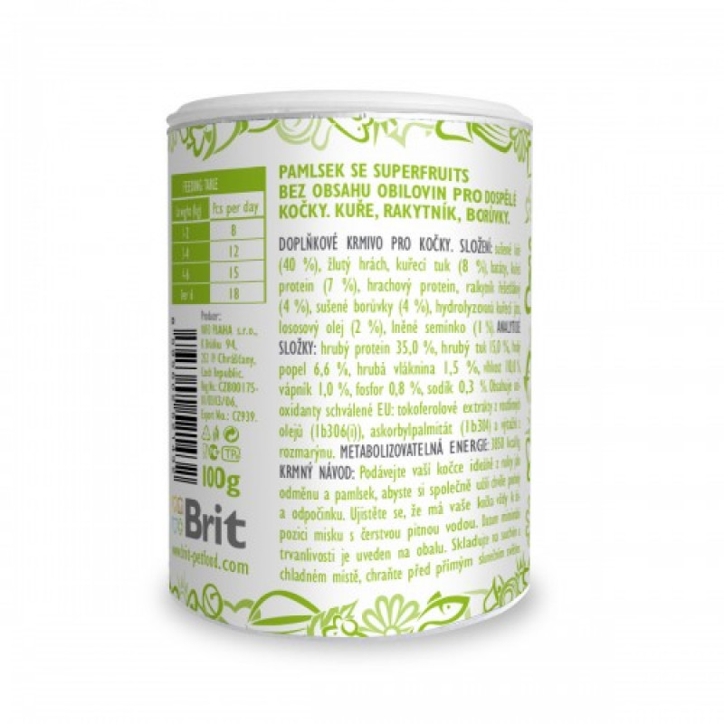 Ласощі для котів Brit Care Cat Snack Superfruits Chicken, курка 100 г
