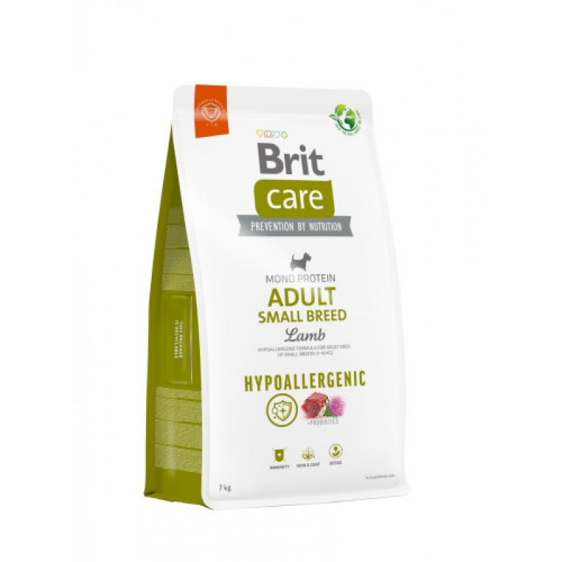 Корм сухий Brit Care Dog Hypoallergenic Adult Small Breed для дорослих собак малих порід від 1 до 10 кг гіпоалергенний з ягням 7 кг