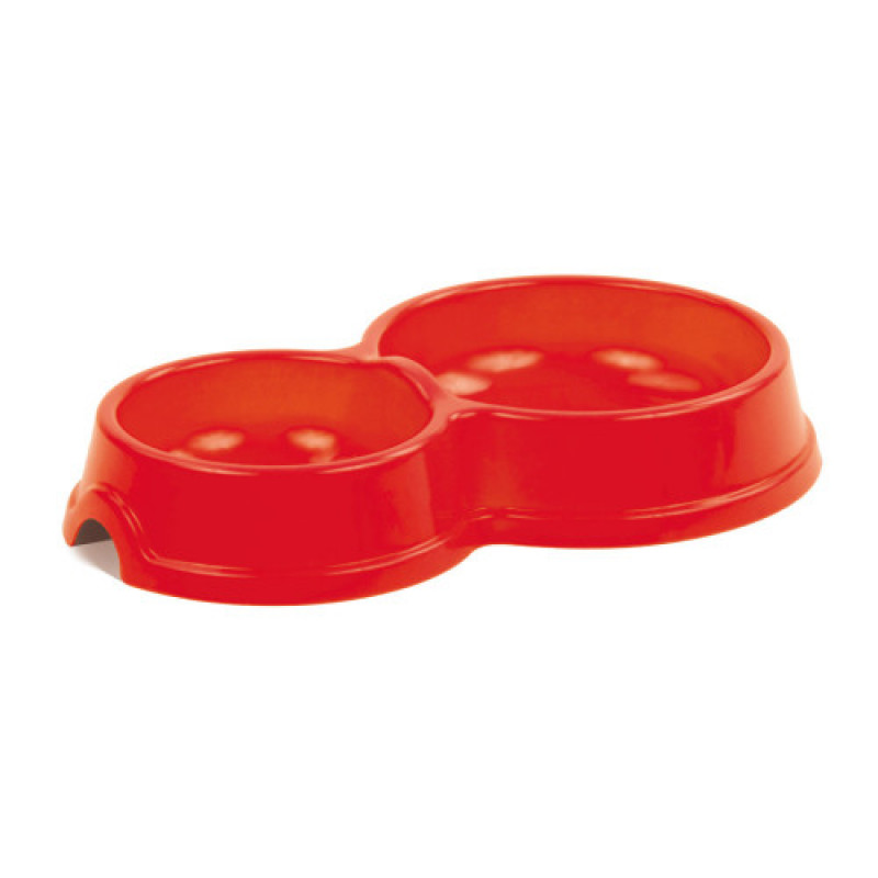 Миска подвійна №1 0,15/0,27 л для котів червона