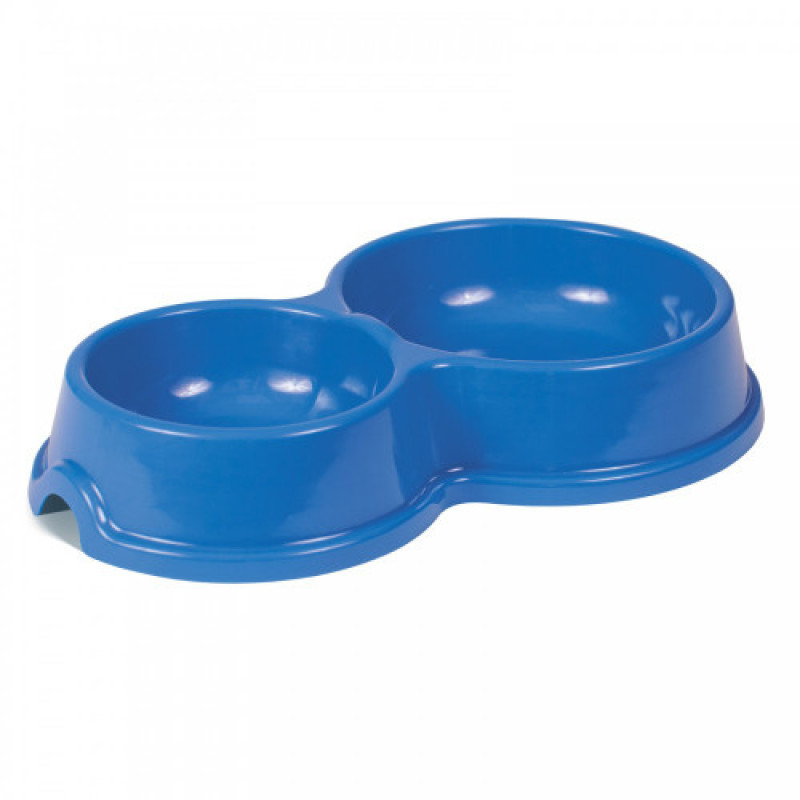 Миска подвійна №2 0,25/0,45 л для котів синя