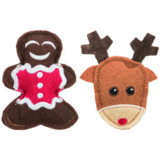 Іграшка Trixie для котів Різдв яні лось та пряникова фігурка фетр 2 шт 8 см арт 92548