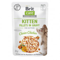 Корм вологий Brit Care Fillets in Gravy Choice Chicken Kitten д/кошенят філе в соусі з куркою 85 г