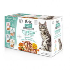 Корм вологий Brit Care Fillets in Gravy Flavour box Sterilized д/стерилізованих котів філе в соусі набір смаків 12 х 85 г
