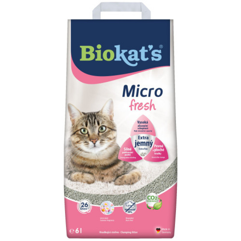 Наповнювач Biokat s для котячого туалету Micro Fresh бентоніт 6л