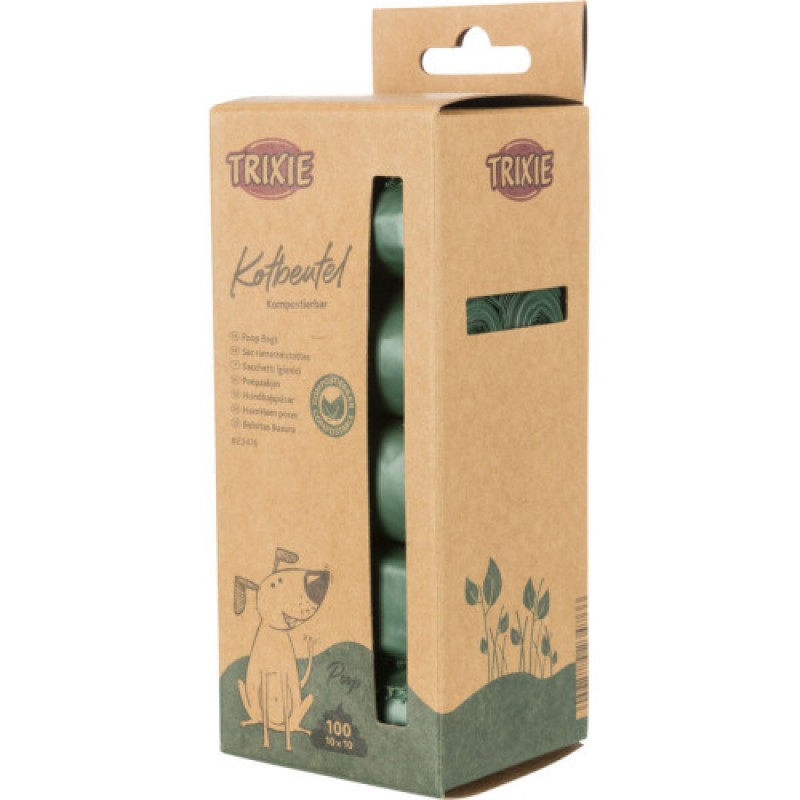 Пакети для фекалій Trixie для собак біорозкладні 10 шт по 10 пакетів зелені
