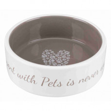 Миска Trixie для собак керамічна з принтом 1,4 л 20 см кремово-коричнева