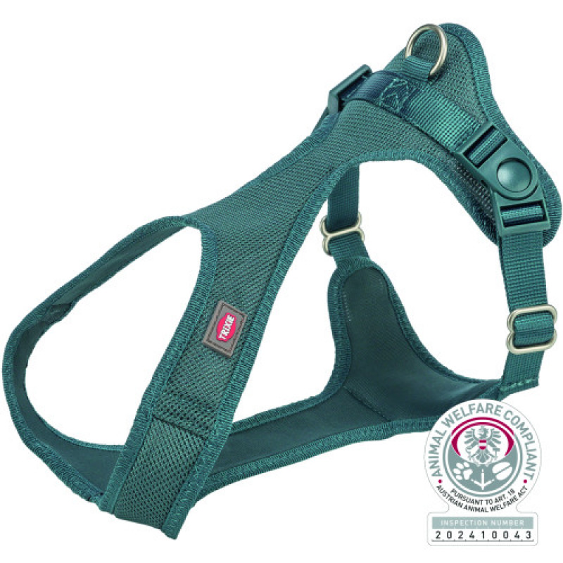 Шлея Trixie Comfort м'яка для собак XXS–XS 25–35 см 15 мм синьо-зелена