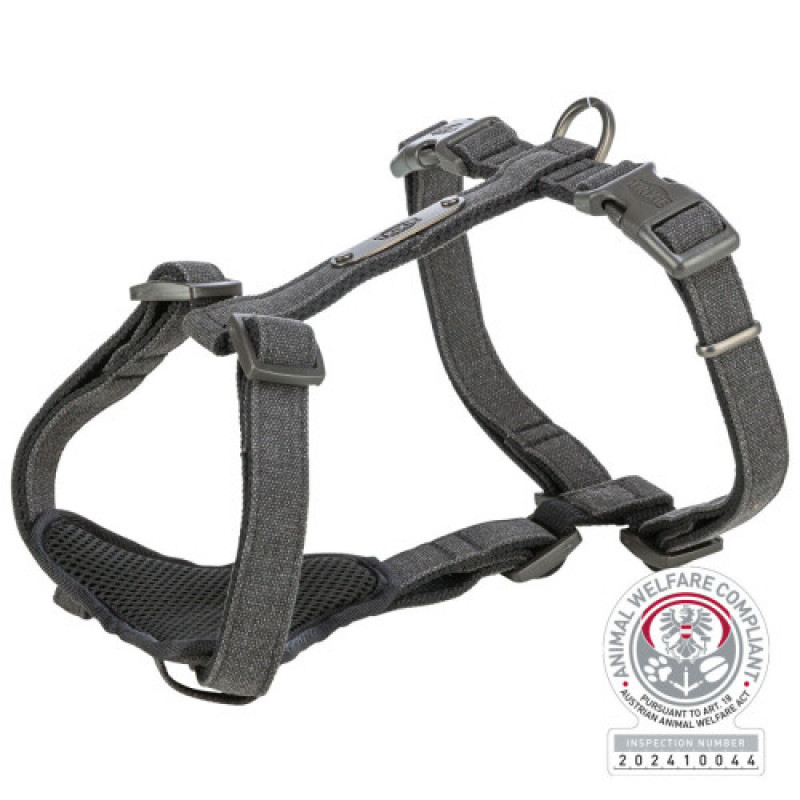 Шлея Trixie CityStyle H-harness для собак бавовна S–M 42–60 см 15 мм чорна