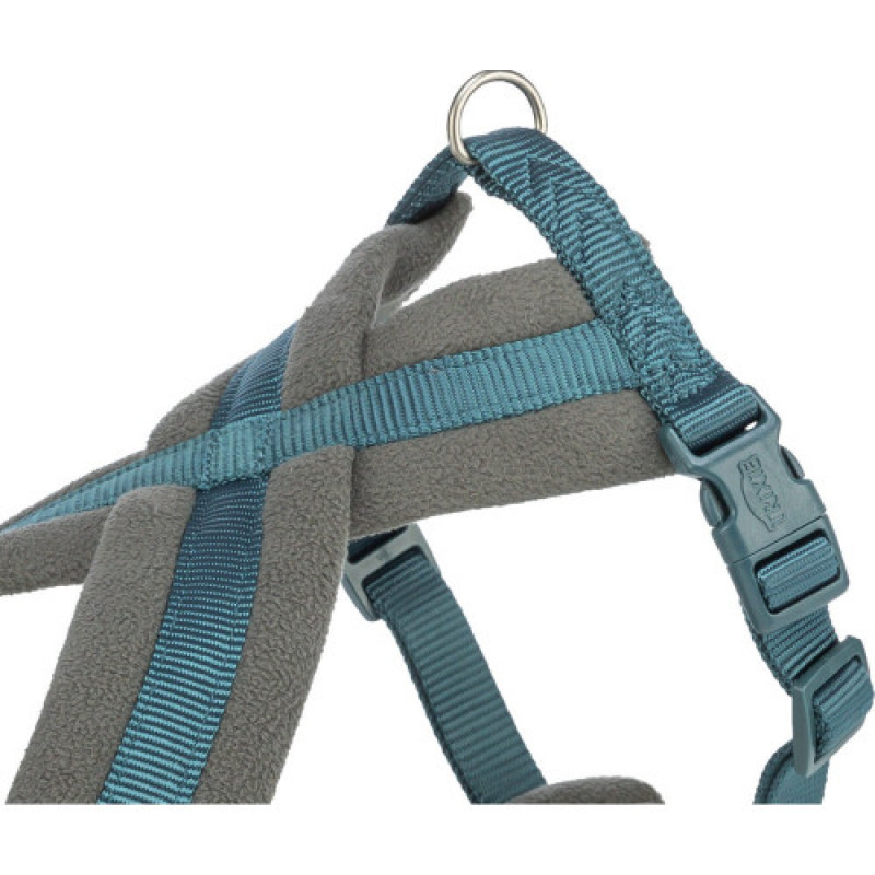 Шлея Trixie Premium для собак туристична S 35–65 см 20 мм синьо-зелена