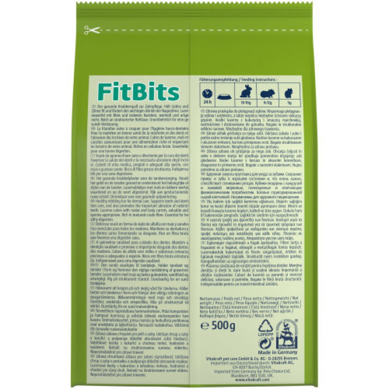 Ласощі Vitakraft Fit Bits для декоративних гризунів овочі та люцерна 500 г