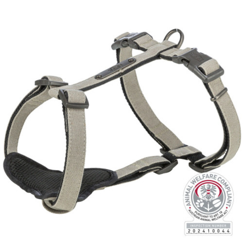 Шлея Trixie CityStyle H-harness для собак бавовна M–L 52–75 см 20 мм світло-сіра
