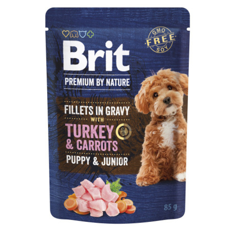 Корм вологий Brit Premium Fillets in Gravy Turkey and Carrots Puppy д/цуценят малих порід філе в соусі індичка і морква 85 г