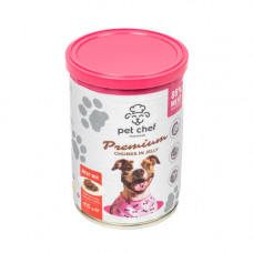 Вологий корм для собак Pet Chef шматочки в желеМ ясний мікс 415 г