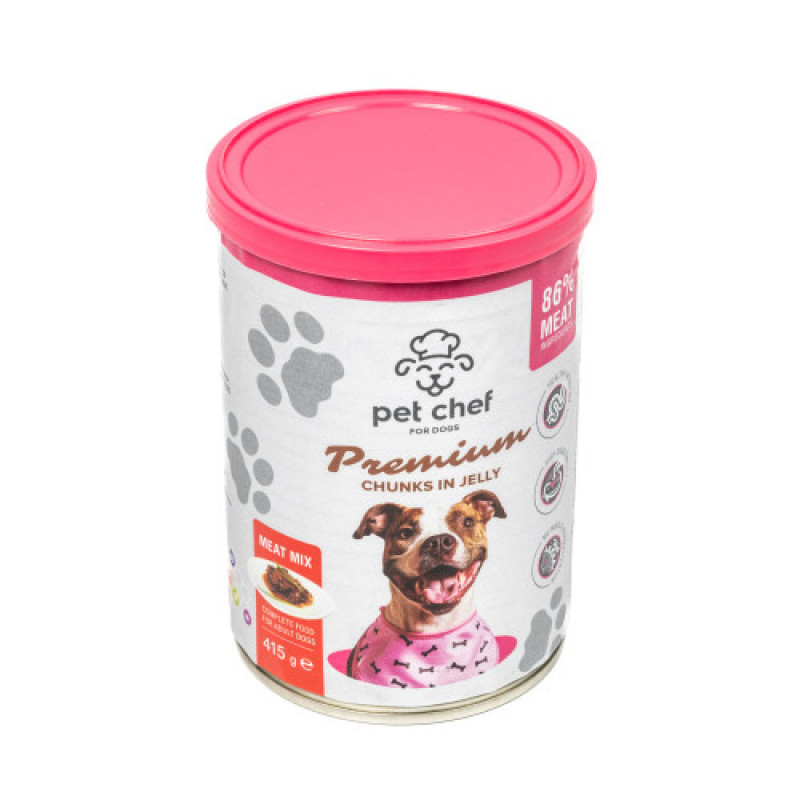 Вологий корм для собак Pet Chef шматочки в желеМ ясний мікс 415 г