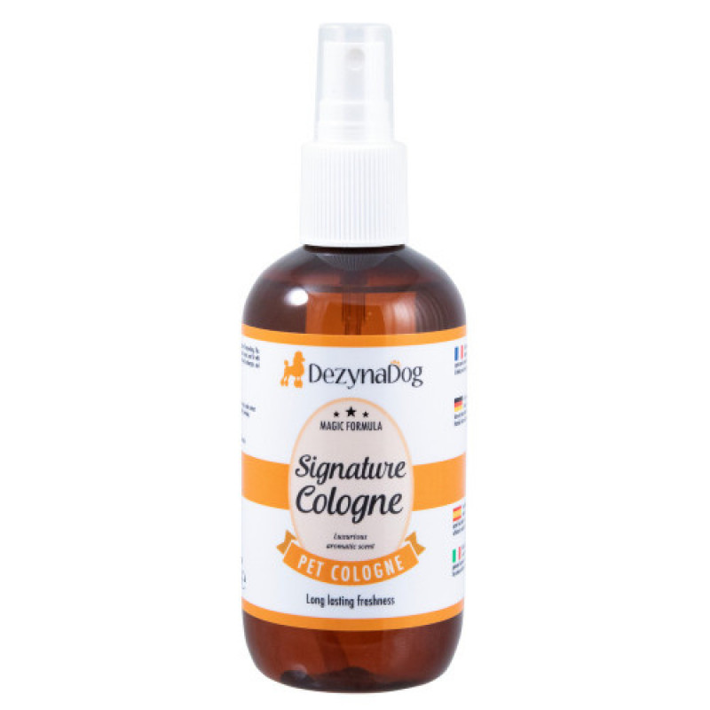 Спрей-парфум Dezynadog Signature Cologne обєднує верхні ноти лимону бергамоту каси і ялиці з відтінками квіткового жасмину аромат для кобелів 250мл