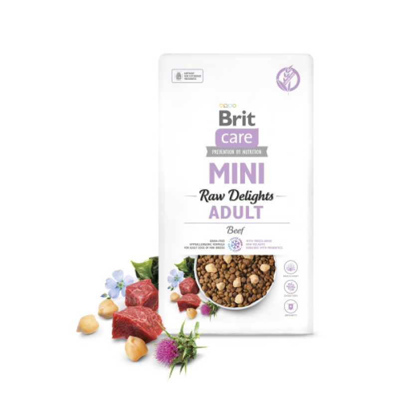 Корм сухий для собак малих порід Brit Care Mini Raw Delights Beef яловичина 2 кг