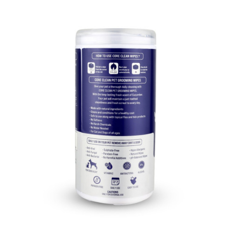 Серветки вологі Pet Clean PET GROOMING WIPES для грумінгу домашніх тварин, щоденне очищення з ароматом квітів японської вишні 50 шт.