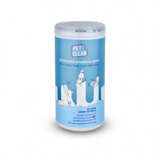 Серветки вологі Pet Clean PET WATERLESS SHAMPOO WIPES для домашніх тварин швидке очищення складок з медово-вівсяним ароматом 50шт