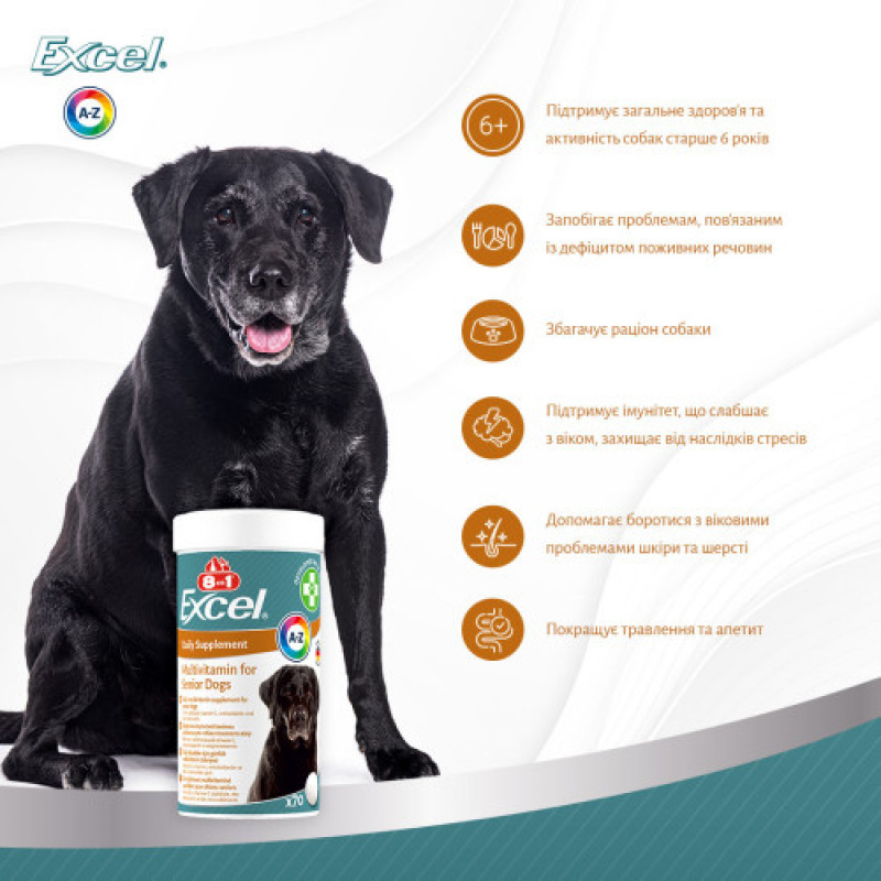 Вітаміни 8in1 Excel Multi Vitamin Senior для собак похилого віку, мультивітамін, 70 шт