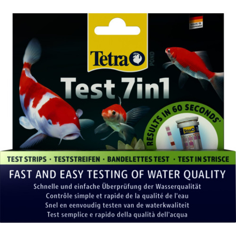Набір індикаторних тестів Tetra Pond Test 7in1 для ставка, для перевірки показників якості води, 25 шт