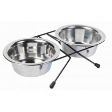 Миски Trixie для собак, на підставці, металеві, 12 см, 2х450 мл