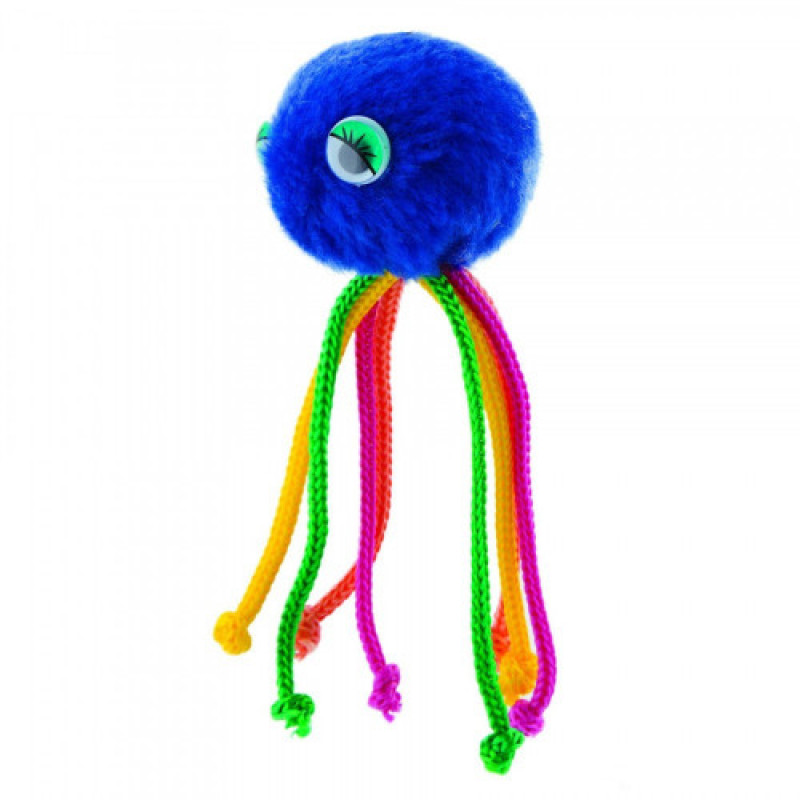 Іграшка Природа Восьминіг для кота на резинці з мотузочками 5 см