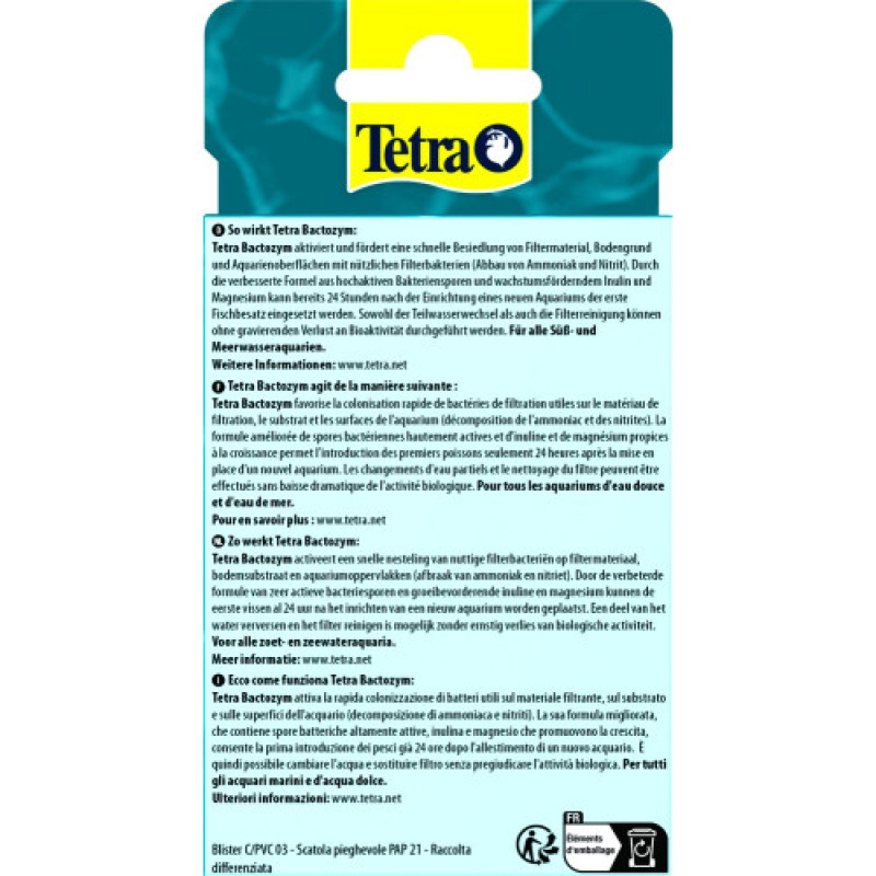 Засіб Tetra Bactozym для акваріума для стабілізації біологічної рівноваги, 10 таблеток, на 1000 л