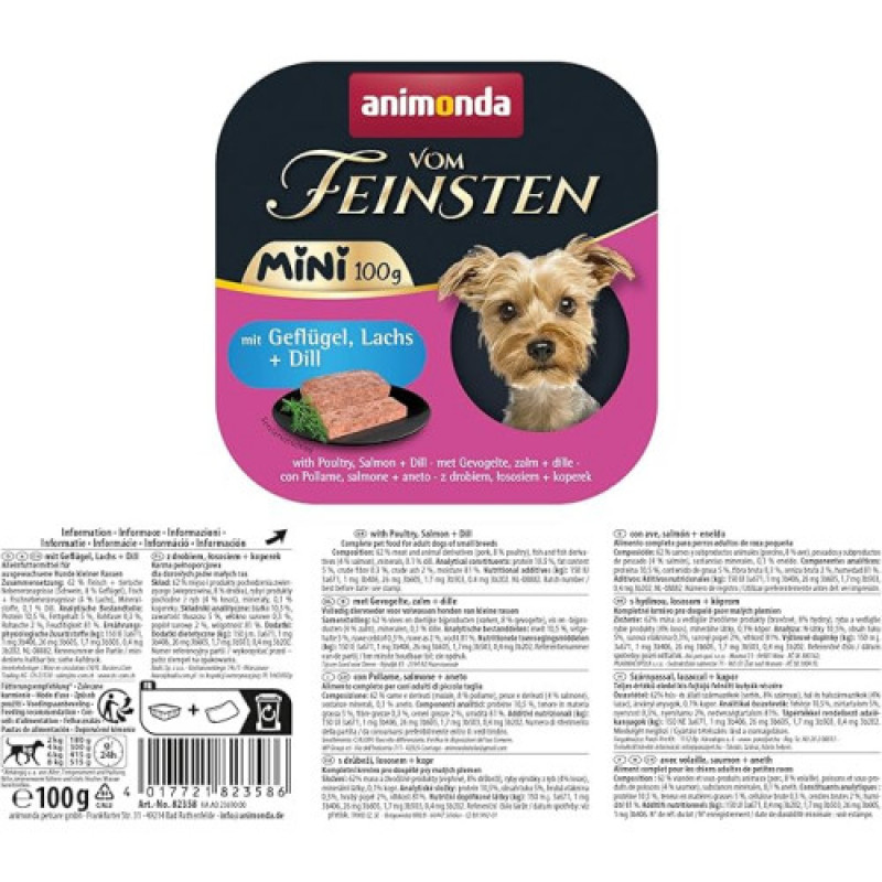 Корм вологий Animonda Vom Feinsten Adult Mini для собак мініпорід, з птицею, лососем 100 г