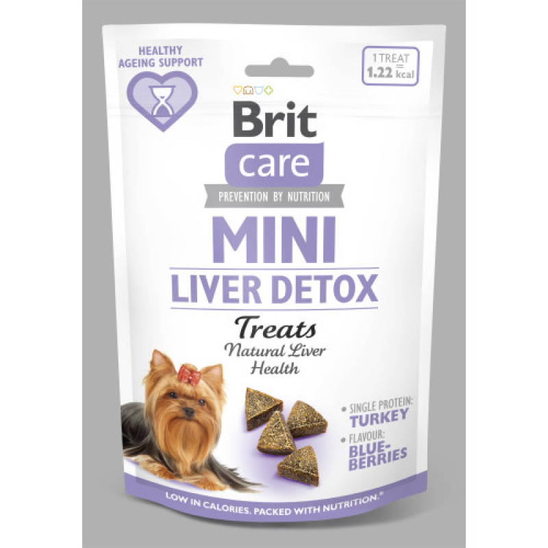 Ласощі Brit Care Mini Treats Liver Detox для собак малих порід, для детоксу печінки, з індичкою і смаком чорниці, 50 г