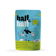 Вологий корм для цуценят Half&Half, Turkey in Gravy for Puppy, шматочки індички в соусі, 100 г