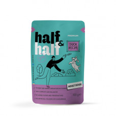 Вологий корм для дорослих собак Half&Half, Duck in Gravy for Adult Dogs, шматочки качки в соусі , 100 г