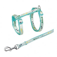 Шлейка з повідцем Trixie для котів принт з рибками нейлон 23-39 см/10 мм