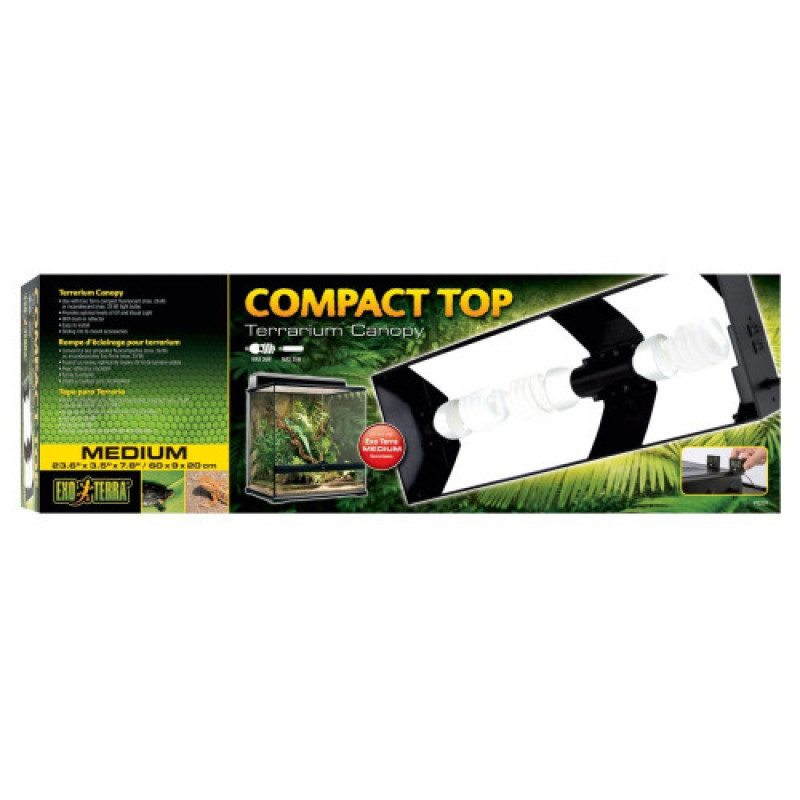 Світильник ExoTerra для тераріумів Compact top для ультрафіолетових ламп пластик металЕ27 60х9х20 см