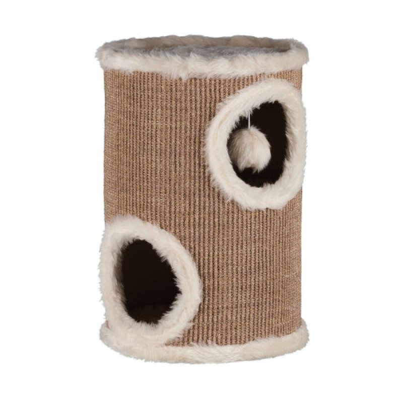 Дряпка Trixie для котів Edoardo з будиночком та іграшкою на мотузці сизаль/плюш бежева 33х50 см