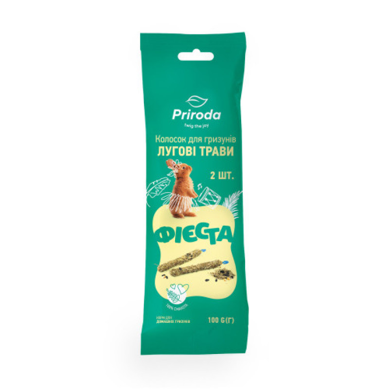 Ласощі Природа Фієста Колосок для гризунів лугові трави 100 г / 2 шт